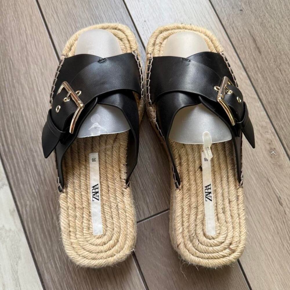 Zara platform espadrille slide sandals - Picture 4 of 8